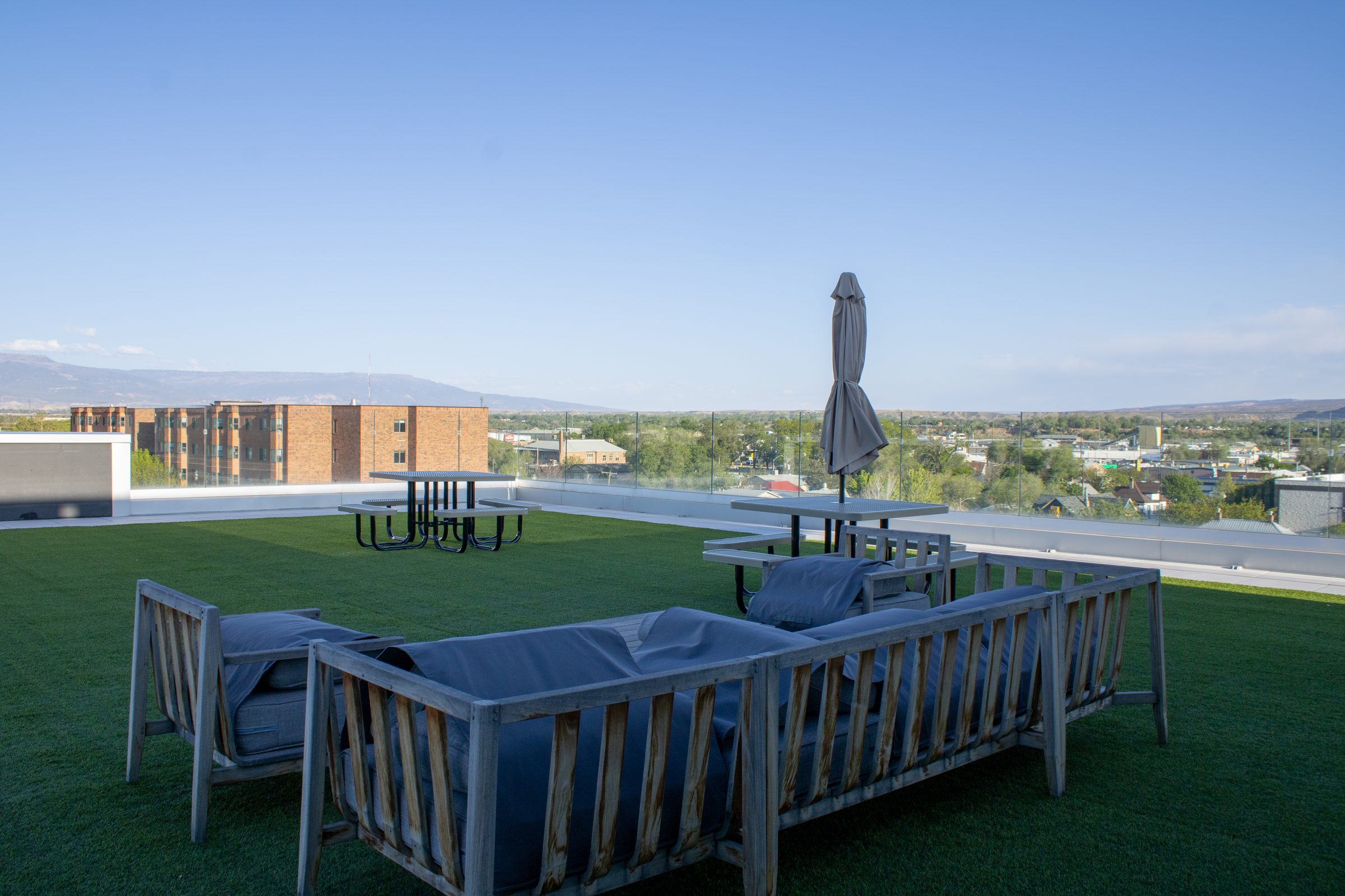Rooftop patio view at 734 Main