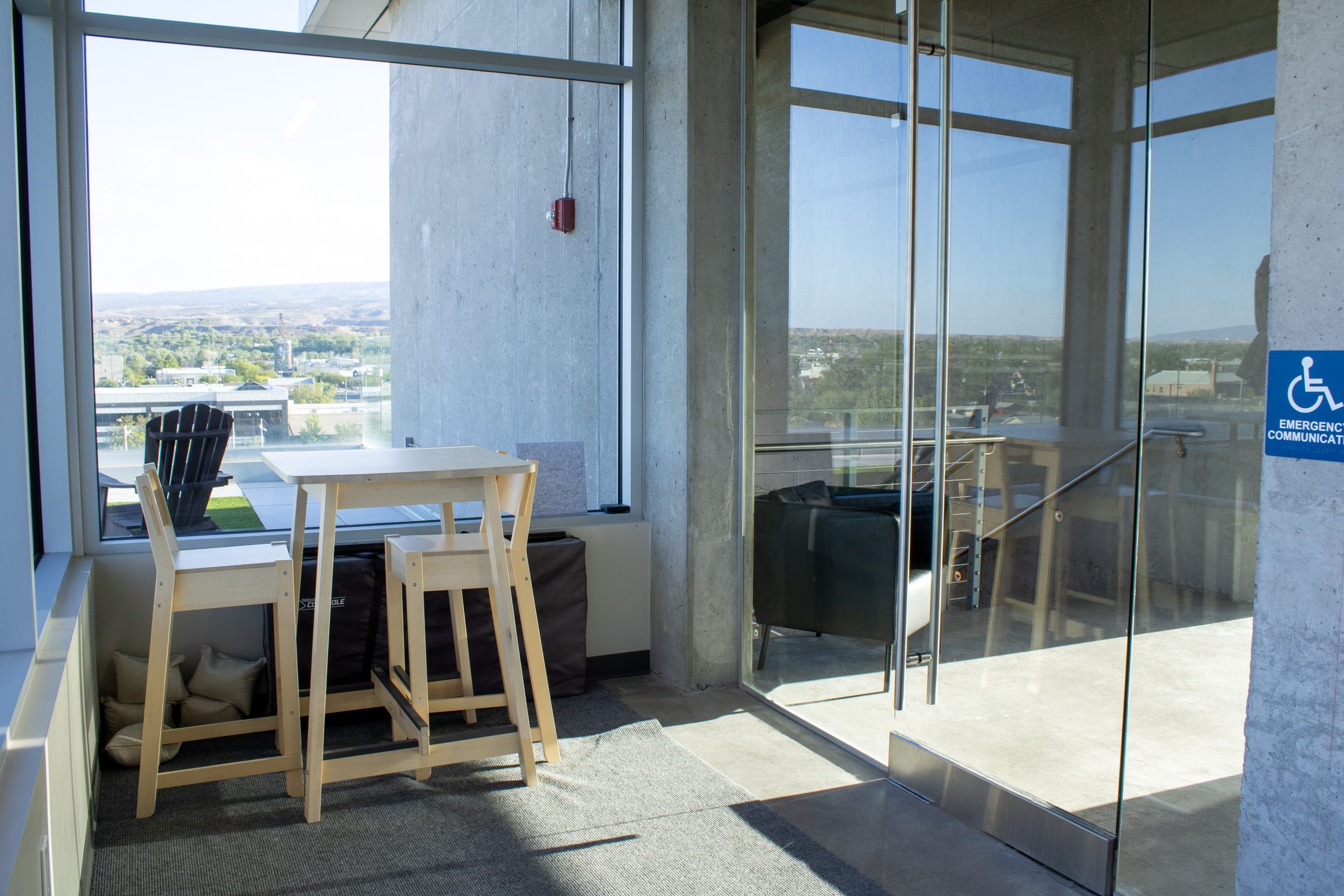 Rooftop seating nook at 734 Main